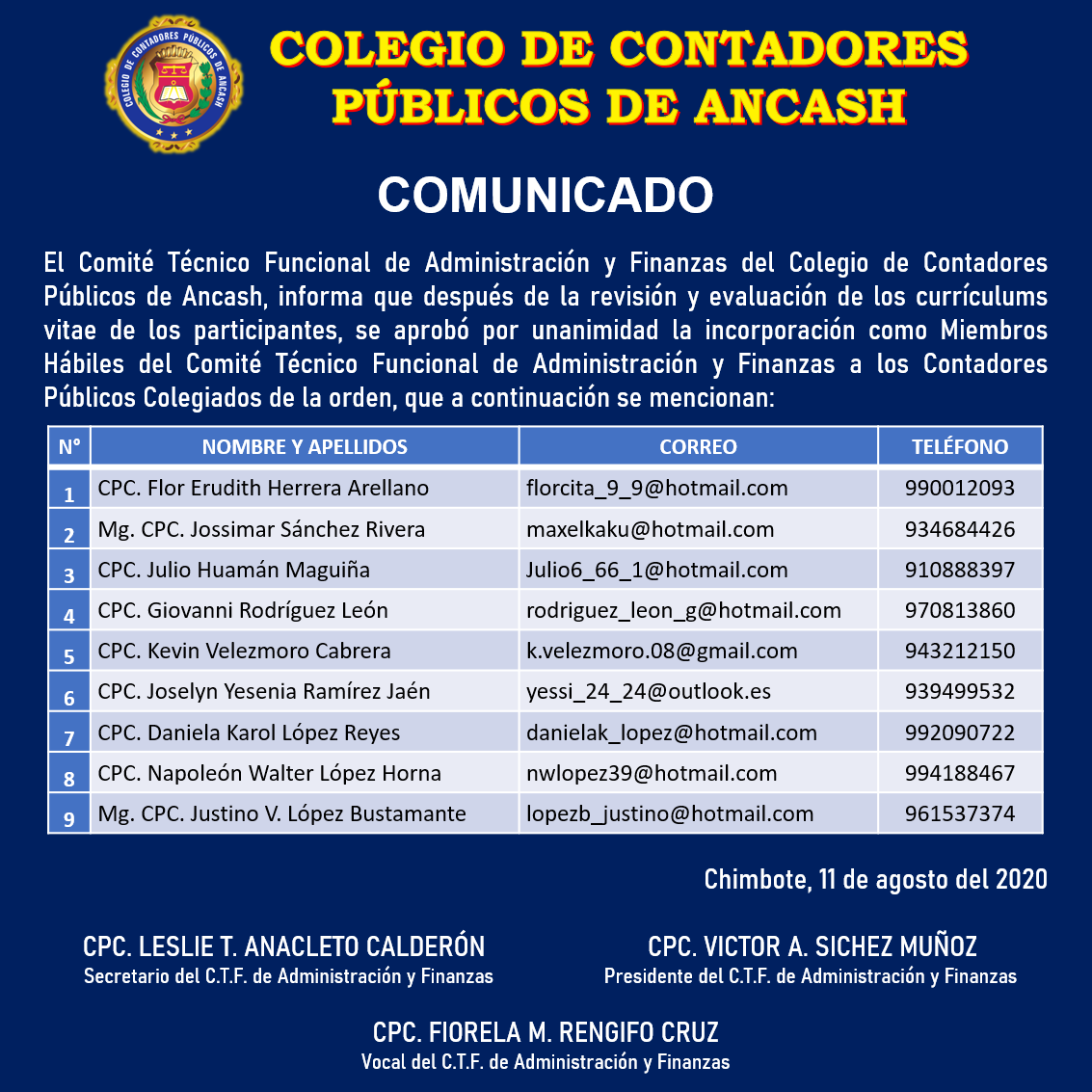 Comunicado - CTF Administración y Finanzas 11082020